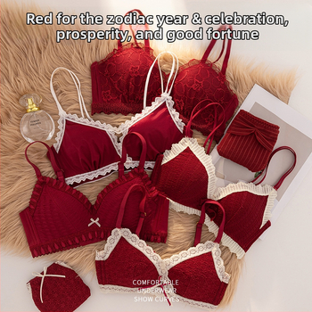 Set de sutiene pentru femei cu cupă 3/4, cupe modelate cu partea superioară subțire, partea inferioară mai groasă, material dantelat din nailon, bretele fixe duble, închidere din spate cu trei rânduri, fără fir, respirabil, confortabil