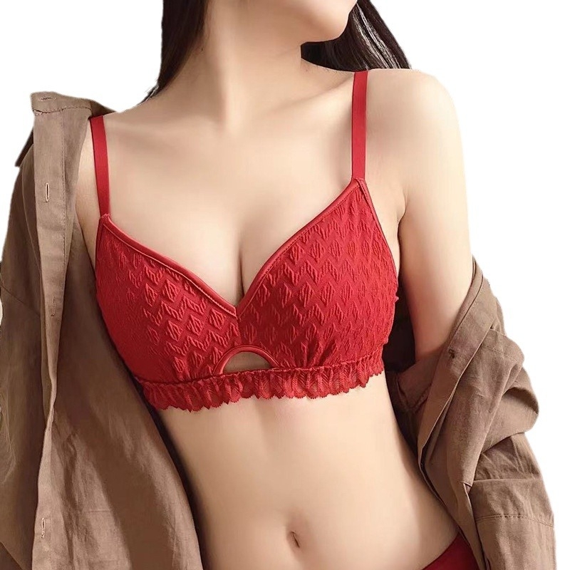 Set de sutiene pentru femei cu cupă 3/4, cupe modelate cu partea superioară subțire, partea inferioară mai groasă, material dantelat din nailon, bretele fixe duble, închidere din spate cu trei rânduri, fără fir, respirabil, confortabil