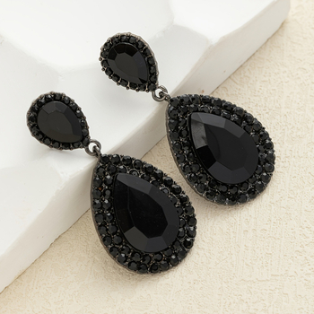 Σκουλαρίκια - σταγόνας με ζιρκόν (επεξεργασία με διαμάντι; κράμα βάσης; ακίδες από ασήμι 925)