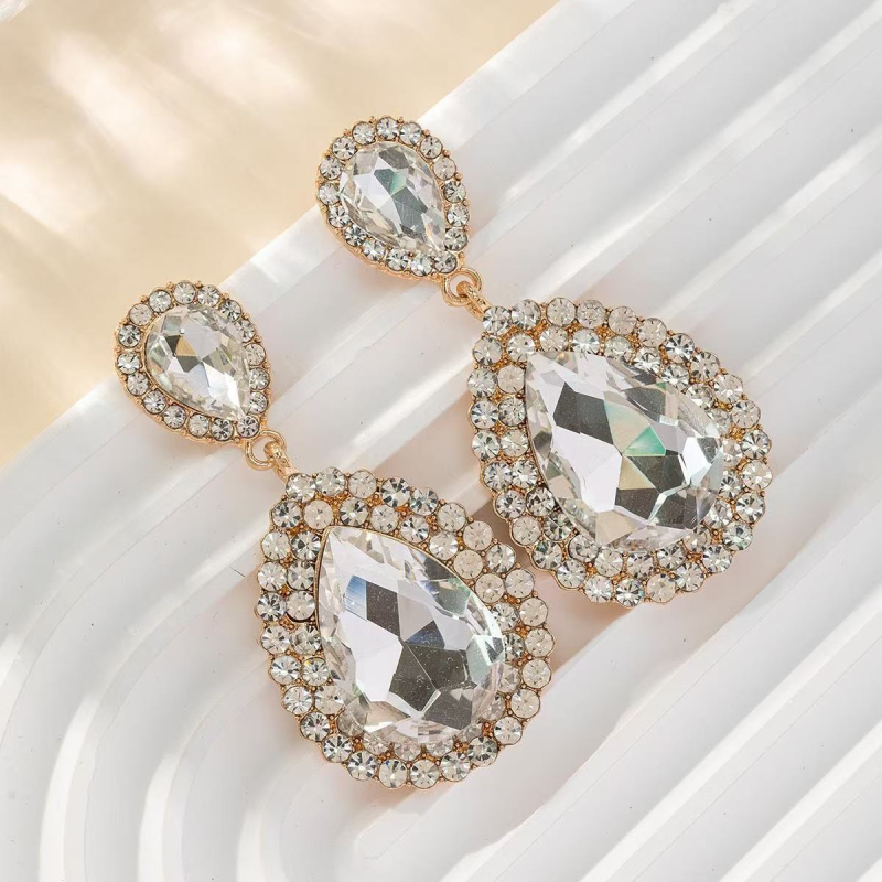 Σκουλαρίκια - σταγόνας με ζιρκόν (επεξεργασία με διαμάντι; κράμα βάσης; ακίδες από ασήμι 925)