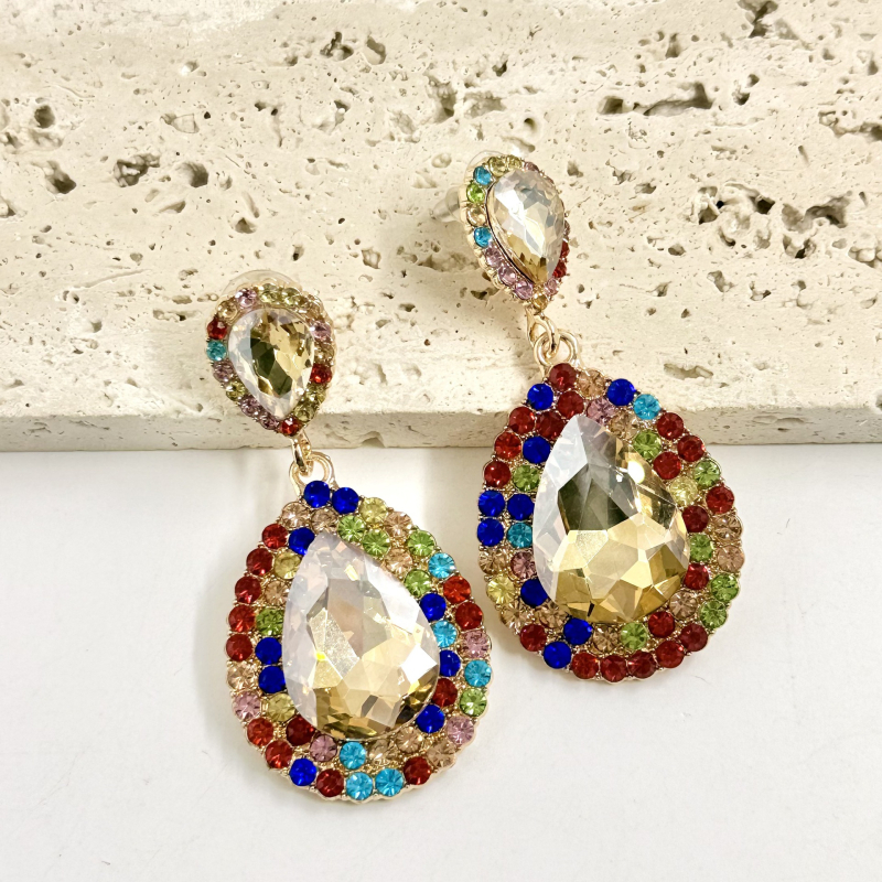 Σκουλαρίκια - σταγόνας με ζιρκόν (επεξεργασία με διαμάντι; κράμα βάσης; ακίδες από ασήμι 925)