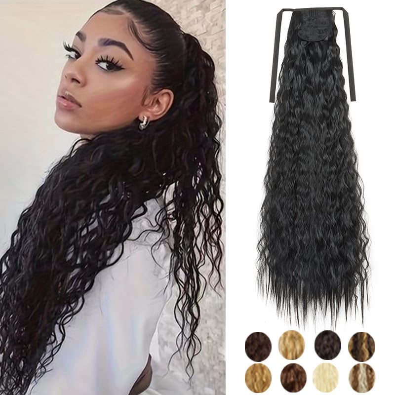Perika s repom i trakom za pričvršćivanje, kovrčava i valovita rep, žica otporna na visoke temperature, model Corn hot ponytail