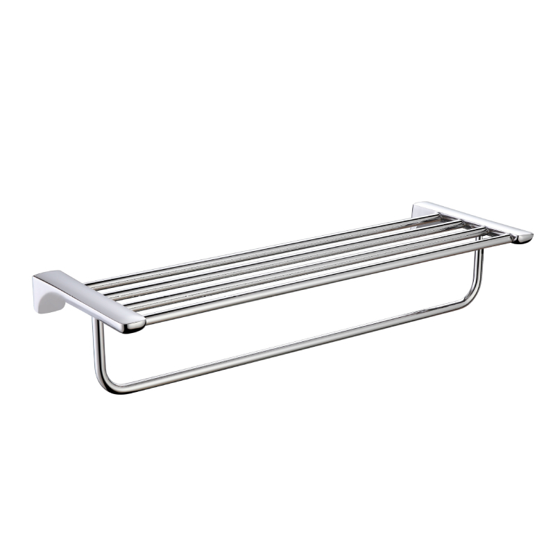 304 rozsdamentes acél törölközőtartó, krómozott felület, 2 réteg, falra szerelhető, perforált telepítés