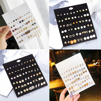 Γεωμετρικά σκουλαρίκια από κράμα με φινίρισμα μικροπαβέ, 925 ασημένες βελόνες — Behrooci