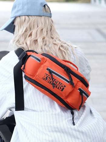 Ανδρική τσάντα μέσης για μοτοσικλέτα – αδιάβροχη PU, ανθεκτική στη φθορά, επεκτάσιμη, στυλ Cyber Function