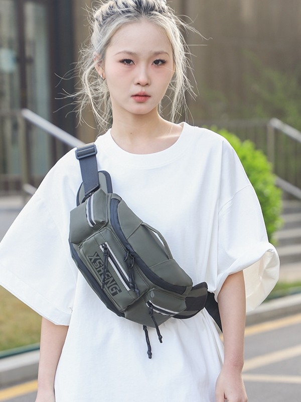 Ανδρική τσάντα μέσης για μοτοσικλέτα – αδιάβροχη PU, ανθεκτική στη φθορά, επεκτάσιμη, στυλ Cyber Function