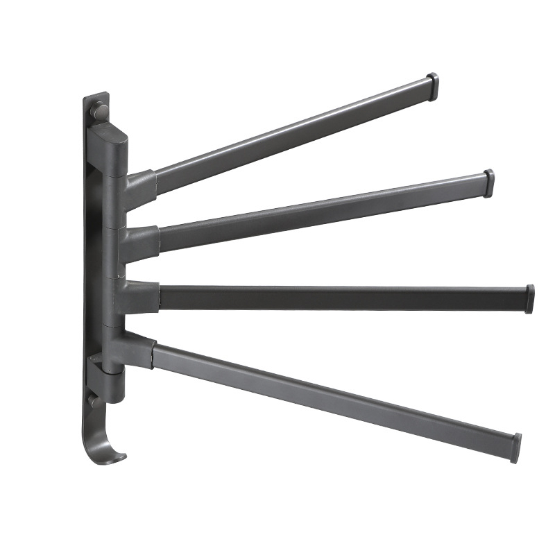 Fali fúrás nélküli, 3-szintes törölközőtartó alumíniumötvözetből, sütőbe égetett bevonattal, forgatható (teher 10 kg-ig)