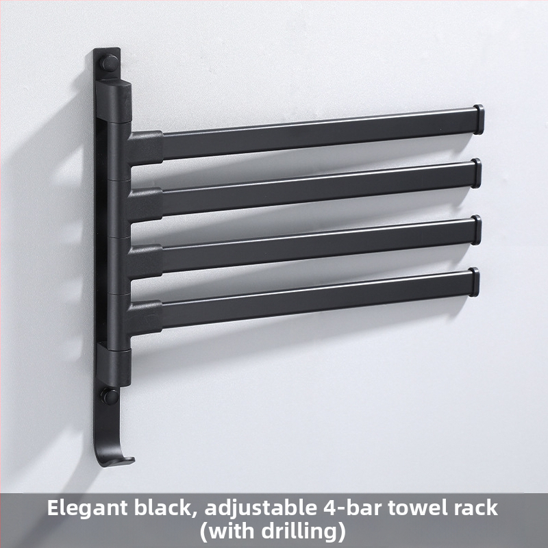 Fali fúrás nélküli, 3-szintes törölközőtartó alumíniumötvözetből, sütőbe égetett bevonattal, forgatható (teher 10 kg-ig)