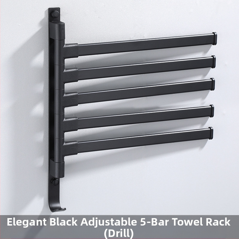 Fali fúrás nélküli, 3-szintes törölközőtartó alumíniumötvözetből, sütőbe égetett bevonattal, forgatható (teher 10 kg-ig)