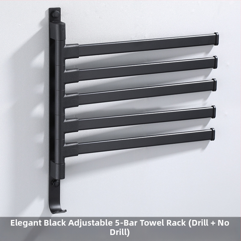 Fali fúrás nélküli, 3-szintes törölközőtartó alumíniumötvözetből, sütőbe égetett bevonattal, forgatható (teher 10 kg-ig)