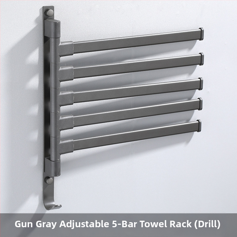 Fali fúrás nélküli, 3-szintes törölközőtartó alumíniumötvözetből, sütőbe égetett bevonattal, forgatható (teher 10 kg-ig)