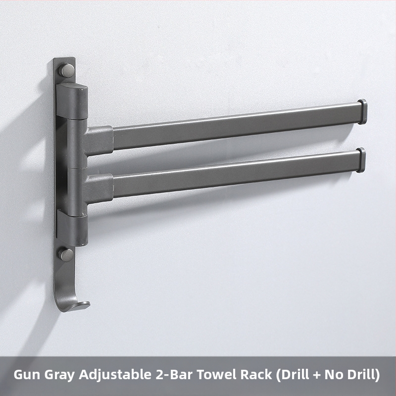 Fali fúrás nélküli, 3-szintes törölközőtartó alumíniumötvözetből, sütőbe égetett bevonattal, forgatható (teher 10 kg-ig)