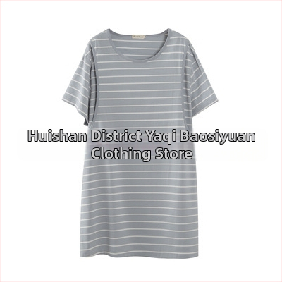 Rochie de maternitate pentru alăptat, din bumbac dungat, guler rotund, mâneci 3/4, croială A-line, lungime midi, croială lejeră