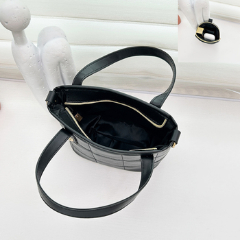 Crossbody bucket torba od PU, zatvarač, poliester podstava, horizontalni kvadratni oblik