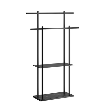 Fürdőszobai törölközőtartó padon álló, 4 rétegű, alumniumötvözet, márvány polccal, fúrás nélküli telepítés