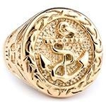 Rozsdamentes acélból készült gyűrű horgony-pirata motívummal, polírozott felület, uniszex (Típus: Gyűrű; Anyag: Rozsdamentes acél; Stílus: Uniszex, karakter; Felület: Polírozott)