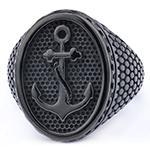 Rozsdamentes acélból készült gyűrű horgony-pirata motívummal, polírozott felület, uniszex (Típus: Gyűrű; Anyag: Rozsdamentes acél; Stílus: Uniszex, karakter; Felület: Polírozott)