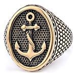 Rozsdamentes acélból készült gyűrű horgony-pirata motívummal, polírozott felület, uniszex (Típus: Gyűrű; Anyag: Rozsdamentes acél; Stílus: Uniszex, karakter; Felület: Polírozott)