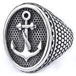 Rozsdamentes acélból készült gyűrű horgony-pirata motívummal, polírozott felület, uniszex (Típus: Gyűrű; Anyag: Rozsdamentes acél; Stílus: Uniszex, karakter; Felület: Polírozott)