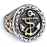 Rozsdamentes acélból készült gyűrű horgony-pirata motívummal, polírozott felület, uniszex (Típus: Gyűrű; Anyag: Rozsdamentes acél; Stílus: Uniszex, karakter; Felület: Polírozott)