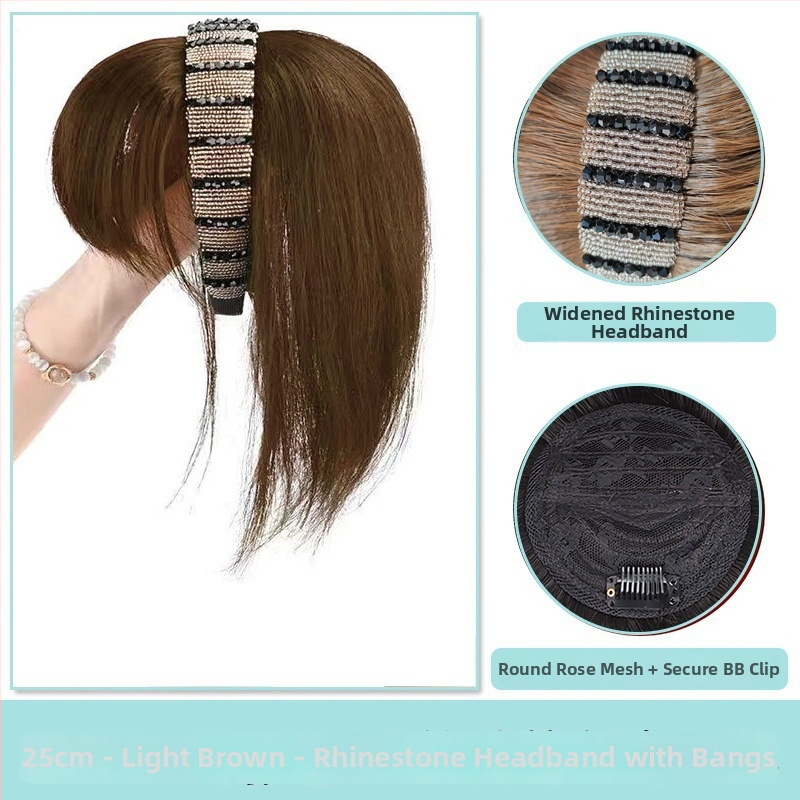 Fejkendővel és frufruval ellátott paróka, egy darabos kialakítás; széles gyémántos kristályos fejkendő; hőálló huzalból készült haj; a frufru egyenes vagy ferde; festhető és göndöríthető