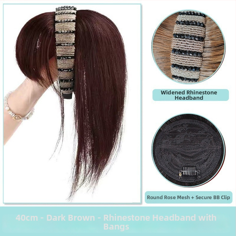 Fejkendővel és frufruval ellátott paróka, egy darabos kialakítás; széles gyémántos kristályos fejkendő; hőálló huzalból készült haj; a frufru egyenes vagy ferde; festhető és göndöríthető