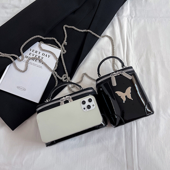 Box torba | gradski minimalist stil, PU koža, oblik kutije, zip zatvarač