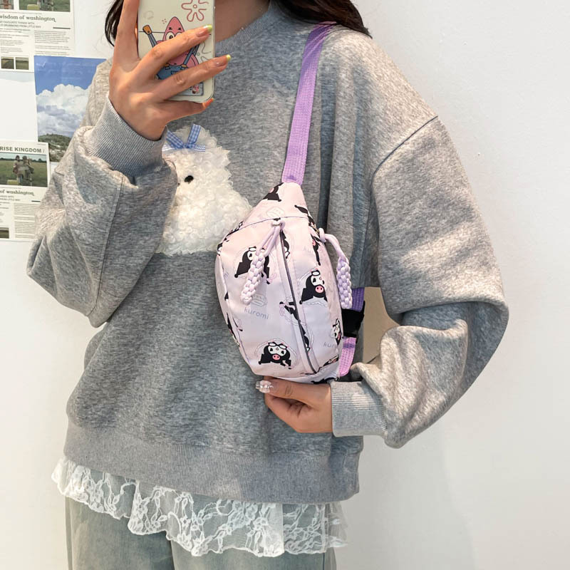 Crossbody / torba oko struka, svježeg i sladak korejskog stila, platnen materijal, zatvaranje na zip, unutarnja podstava od poliestera, laminirani unutarnji džep sa zatvaračem, proljeće 2025