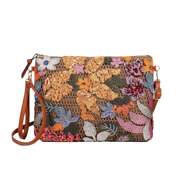 Geantă de umăr din pai, formă orizontală pătrată, închidere cu fermoar, căptușeală poliester