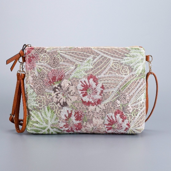 Geantă de umăr din pai, formă orizontală pătrată, închidere cu fermoar, căptușeală poliester