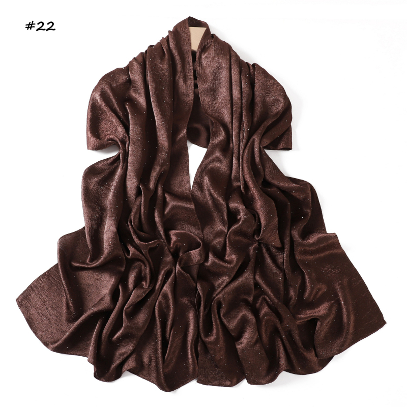 Șal din poliester imitând mătasea, cu paiete decorative și motif stelat, țesătură simplă, căldură, protecție solară și protecție împotriva prafului; stil office elegant