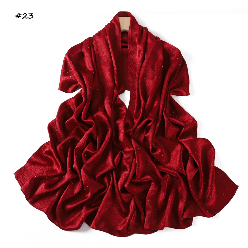 Șal din poliester imitând mătasea, cu paiete decorative și motif stelat, țesătură simplă, căldură, protecție solară și protecție împotriva prafului; stil office elegant