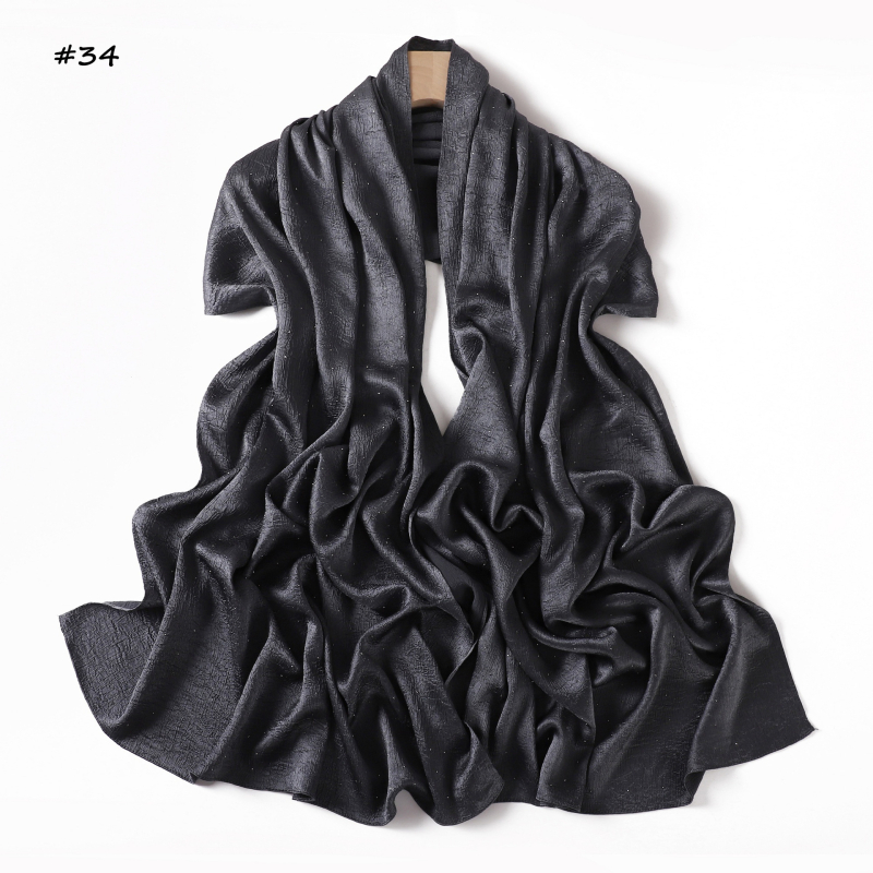 Șal din poliester imitând mătasea, cu paiete decorative și motif stelat, țesătură simplă, căldură, protecție solară și protecție împotriva prafului; stil office elegant