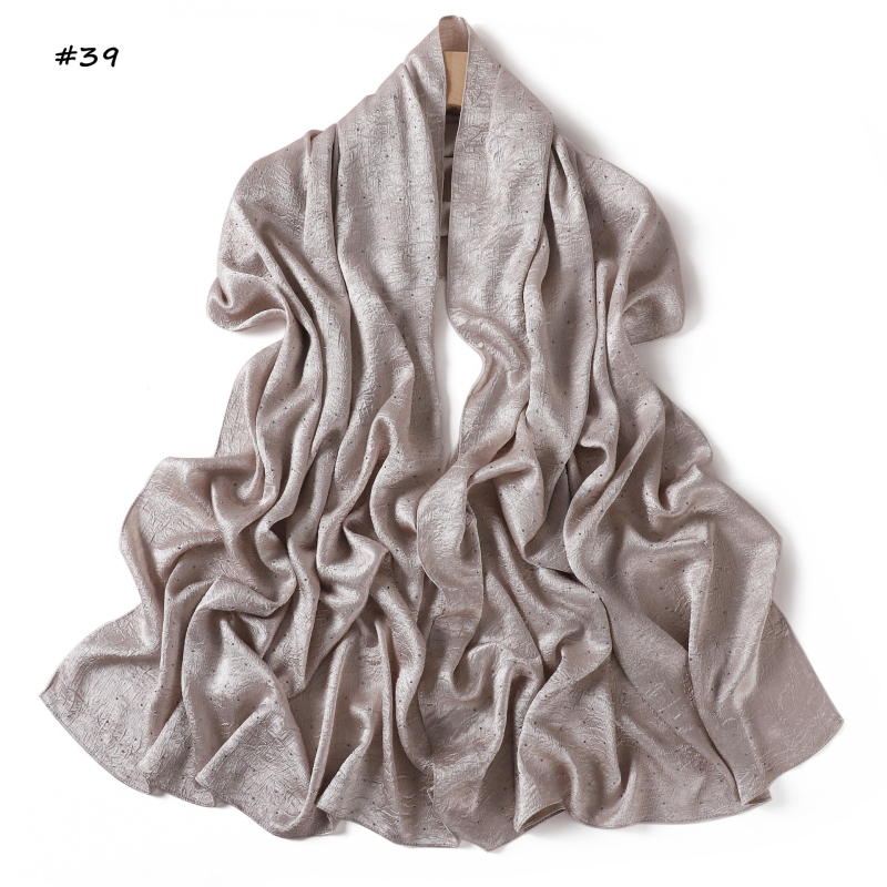 Șal din poliester imitând mătasea, cu paiete decorative și motif stelat, țesătură simplă, căldură, protecție solară și protecție împotriva prafului; stil office elegant