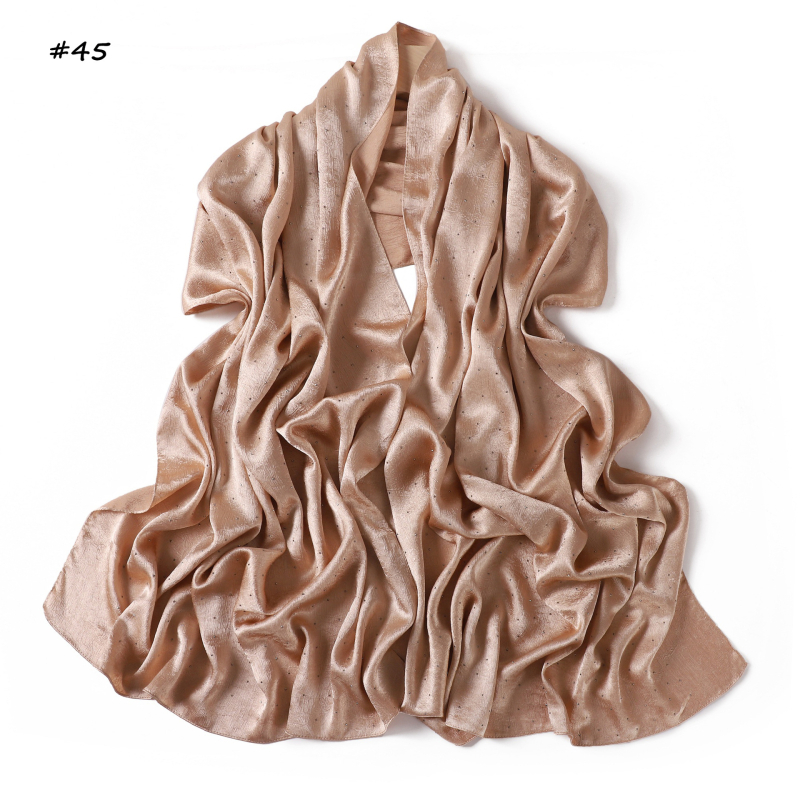 Șal din poliester imitând mătasea, cu paiete decorative și motif stelat, țesătură simplă, căldură, protecție solară și protecție împotriva prafului; stil office elegant