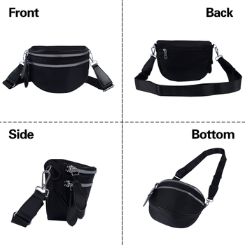 Geantă crossbody din nylon pentru femei, stil satchel, închidere cu fermoar, căptușeală din poliester