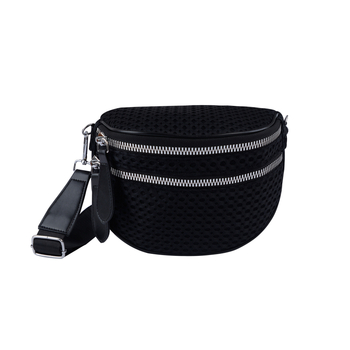 Geantă crossbody din nylon pentru femei, stil satchel, închidere cu fermoar, căptușeală din poliester