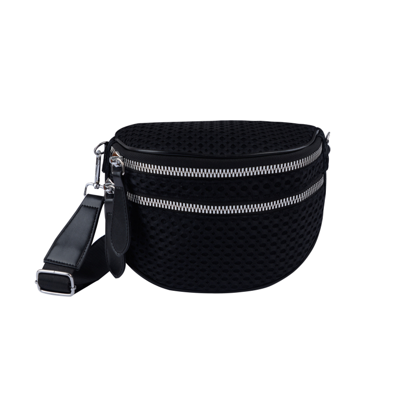 Geantă crossbody din nylon pentru femei, stil satchel, închidere cu fermoar, căptușeală din poliester
