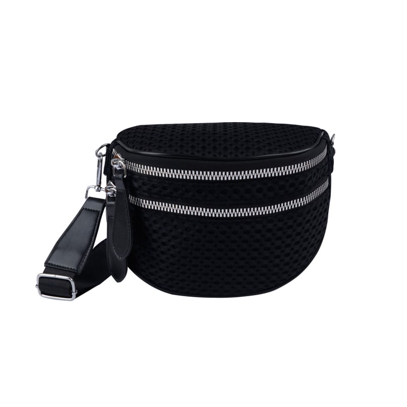 Geantă crossbody din nylon pentru femei, stil satchel, închidere cu fermoar, căptușeală din poliester