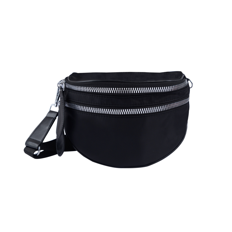 Geantă crossbody din nylon pentru femei, stil satchel, închidere cu fermoar, căptușeală din poliester