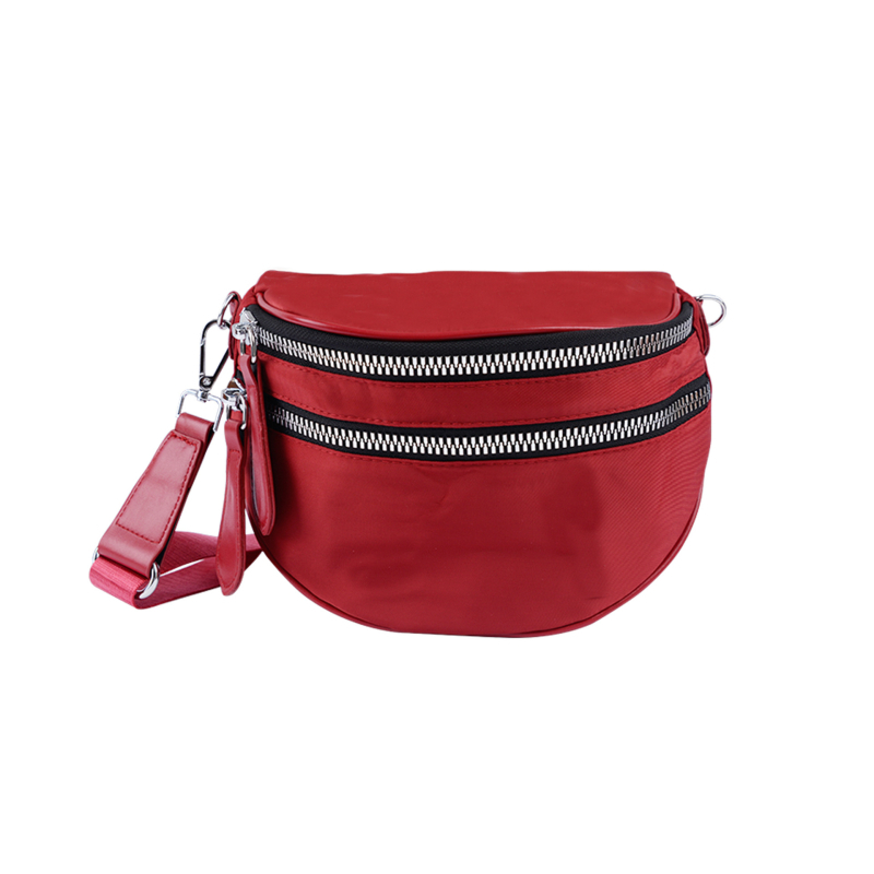 Geantă crossbody din nylon pentru femei, stil satchel, închidere cu fermoar, căptușeală din poliester