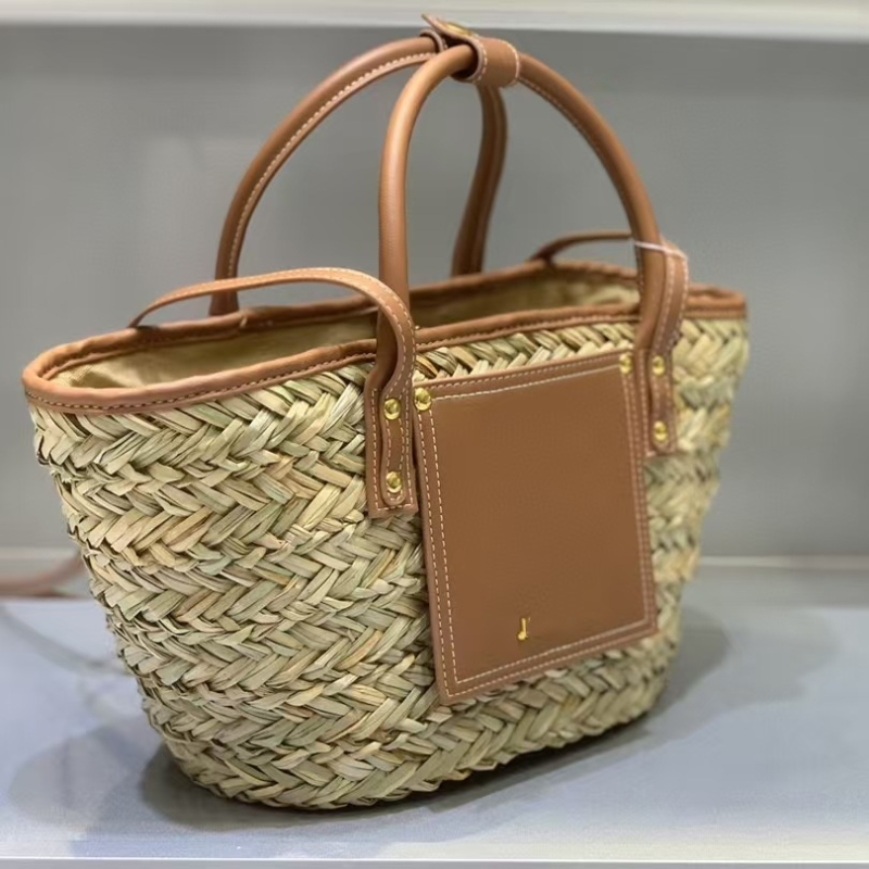 Geantă Tote din paie, casual travel, deschidere la gură, curea pentru un singur umăr