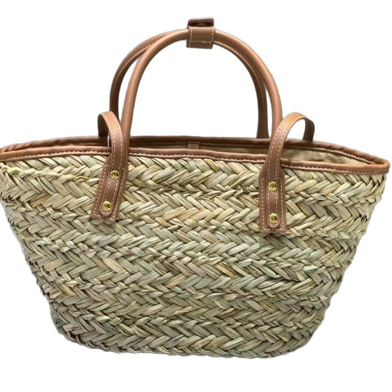 Geantă Tote din paie, casual travel, deschidere la gură, curea pentru un singur umăr