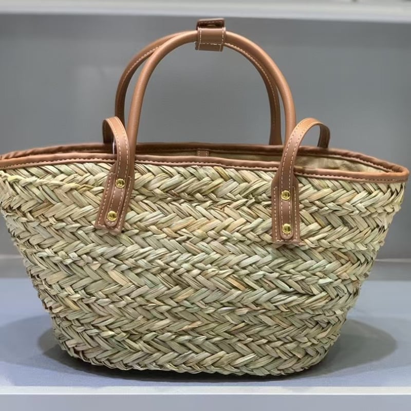 Geantă Tote din paie, casual travel, deschidere la gură, curea pentru un singur umăr