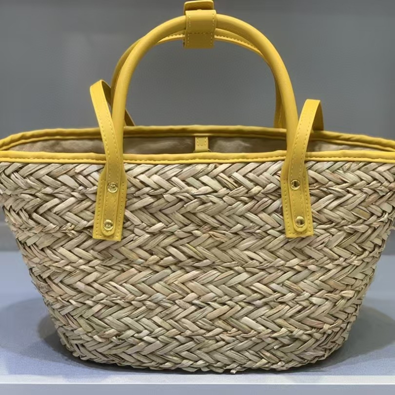 Geantă Tote din paie, casual travel, deschidere la gură, curea pentru un singur umăr