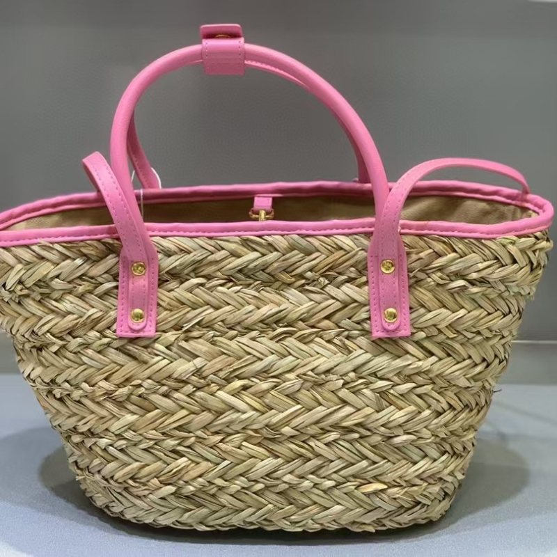 Geantă Tote din paie, casual travel, deschidere la gură, curea pentru un singur umăr