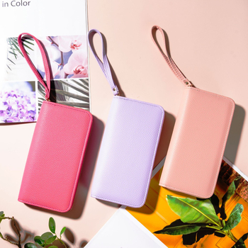 Ženska dvostruka dugačka torbica i novčanik, PU koža, jednofarban dizajn, vodootporna, ultralegka, Yijian Leather Goods