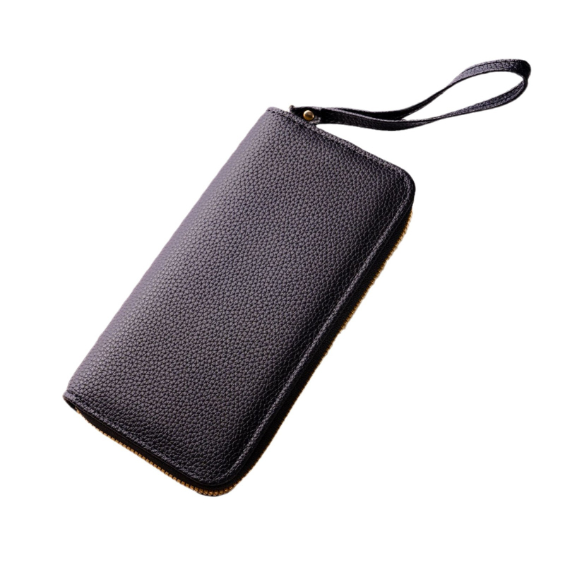 Ženska dvostruka dugačka torbica i novčanik, PU koža, jednofarban dizajn, vodootporna, ultralegka, Yijian Leather Goods