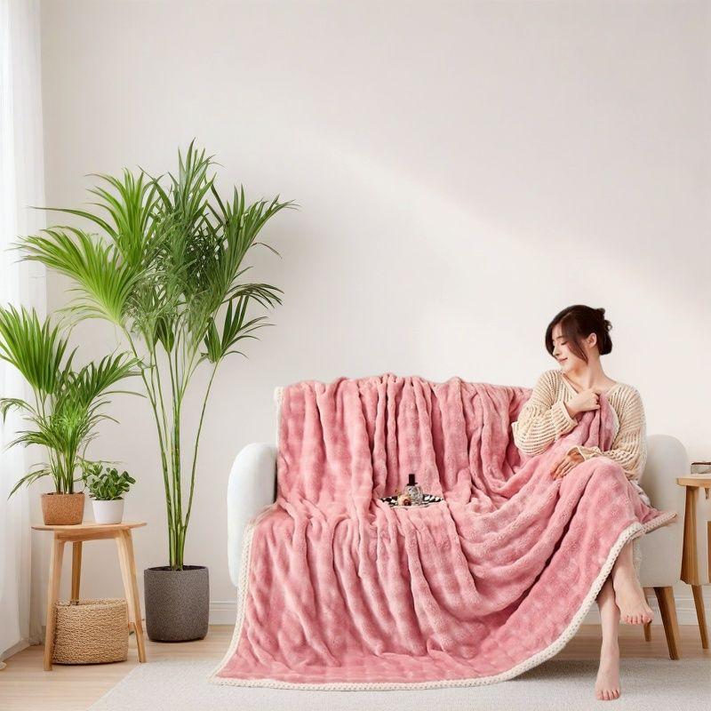 Pătură din velur de lapte, velur gros, poliester, greutate 230–300 g, pentru primăvară și toamnă, personalizabilă