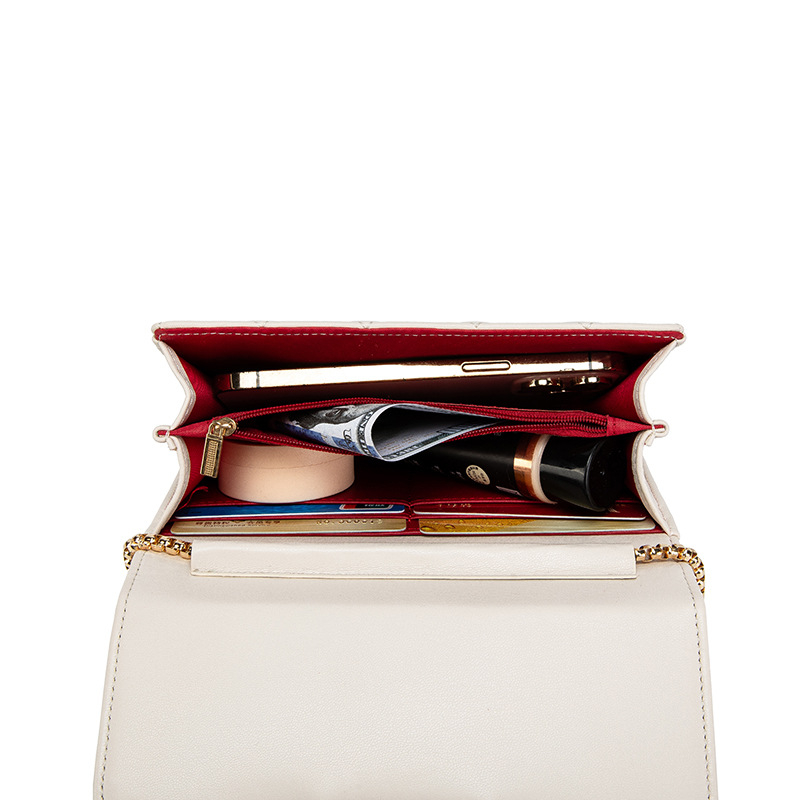 Geantă mică pătrată cu broderie în V, PU, formă orizontală, închidere cu capac, buzunar pentru telefon, căptușeală poliester